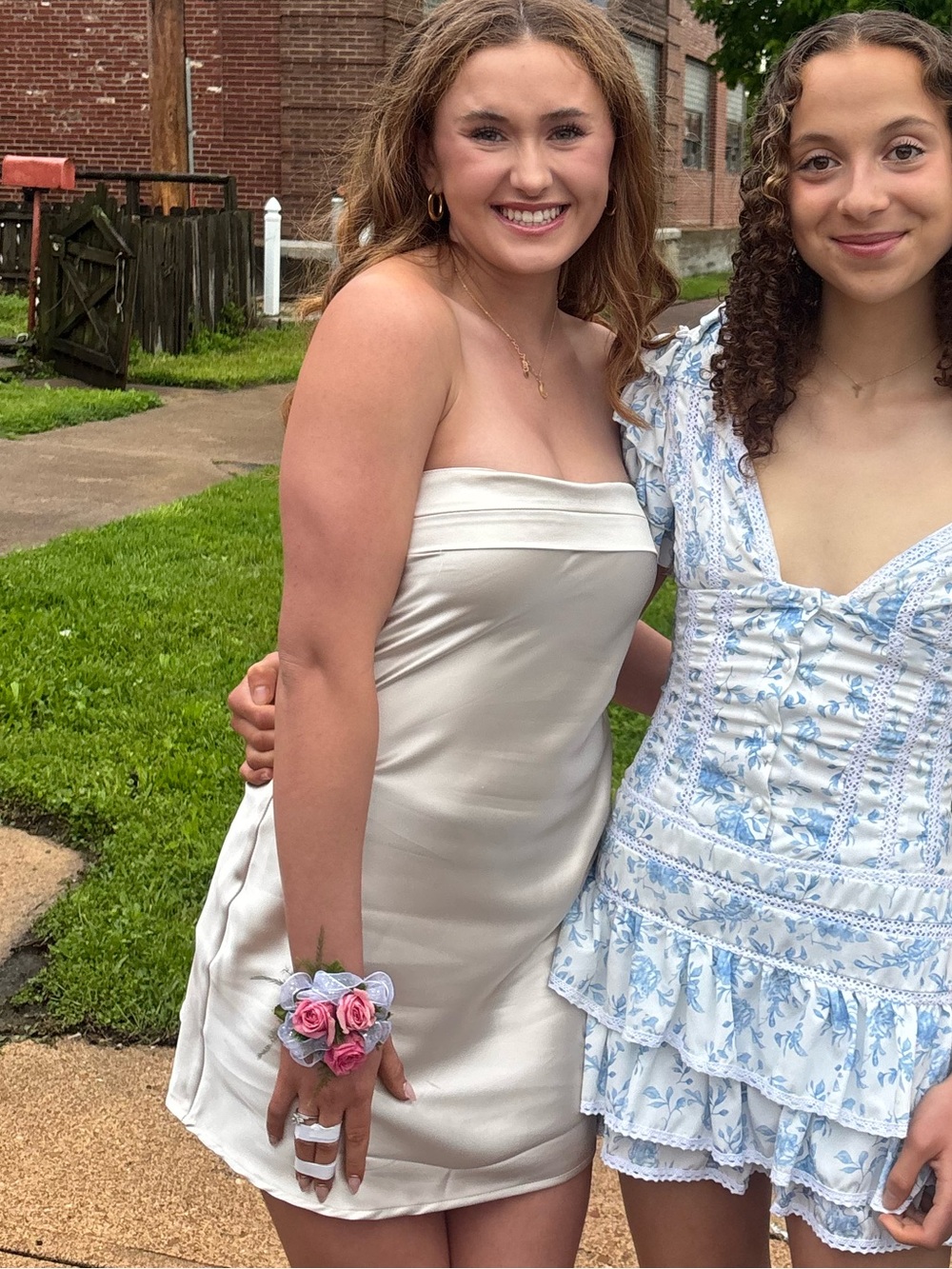 Champagne Altar’d State Satin Hoco Dress